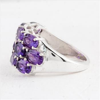 NO RESERVE 5.43 Ct Oval Amethyst 925 Sterling Silver Ring