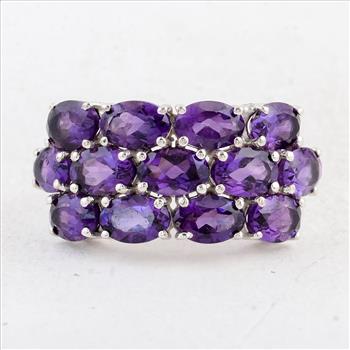 NO RESERVE 5.43 Ct Oval Amethyst 925 Sterling Silver Ring