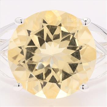 NO RESERVE 5.43 Ct Round Citrine 925 Sterling Silver Ring