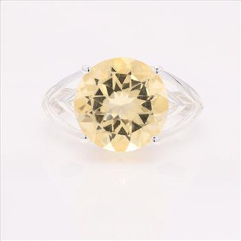 NO RESERVE 5.43 Ct Round Citrine 925 Sterling Silver Ring