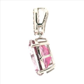 NO RESERVE 5.62 Ct Oval Pink Topaz, White Zircon, 925 Sterling Silver Pendant