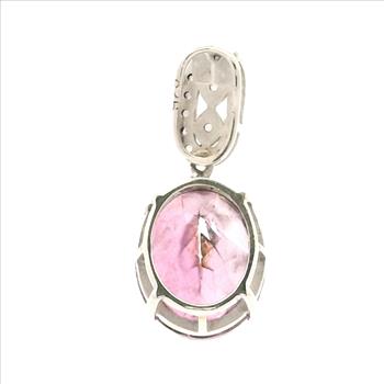 NO RESERVE 5.62 Ct Oval Pink Topaz, White Zircon, 925 Sterling Silver Pendant