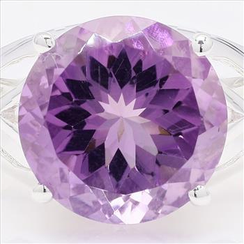 NO RESERVE 5.75 Ct Round Amethyst 925 Sterling Silver Ring