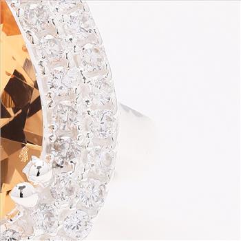 NO RESERVE 5.77 Ct Pear Created Morganite, Cubic Zirconia 925 Sterling Silver Ring