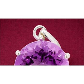 NO RESERVE 6.06 Ct Round Amethyst 925 Sterling Silver Pendant