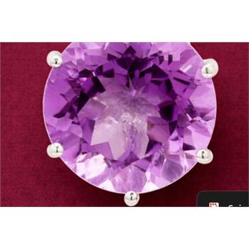 NO RESERVE 6.06 Ct Round Amethyst 925 Sterling Silver Pendant