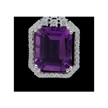 NO RESERVE 6.14 Ct Octagon Amethyst, Cubic Zirconia 925 Sterling Silver Pendant