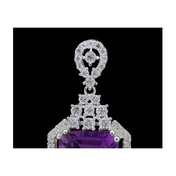 NO RESERVE 6.14 Ct Octagon Amethyst, Cubic Zirconia 925 Sterling Silver Pendant