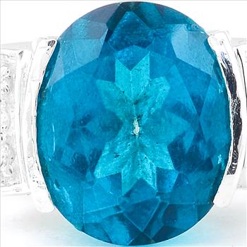 NO RESERVE 6.15 Ct Oval Pariba Topaz, Cubic Zirconia, 925 Sterling Silver Ring