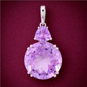 NO RESERVE 6.25 Ct Round Amethyst, Cubic Zirconia 925 Sterling Silver Pendant