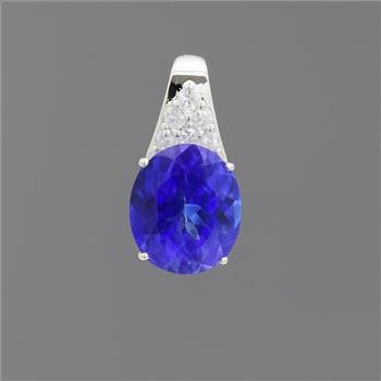 NO RESERVE 6.32 Ct Oval Tz Color Topaz, Cubic Zirconia 925 Sterling Silver Pendant