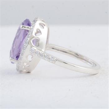 NO RESERVE 6.34 Ct Oval Amethyst 925 Sterling Silver Ring