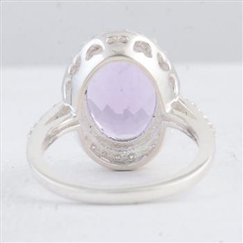 NO RESERVE 6.34 Ct Oval Amethyst 925 Sterling Silver Ring
