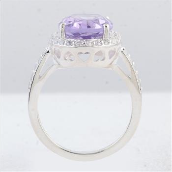 NO RESERVE 6.34 Ct Oval Amethyst 925 Sterling Silver Ring