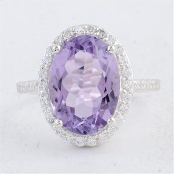 NO RESERVE 6.34 Ct Oval Amethyst 925 Sterling Silver Ring