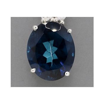 NO RESERVE 6.59 Ct Oval Lbt Color Topaz, Cubic Zirconia 925 Sterling Silver Pendant