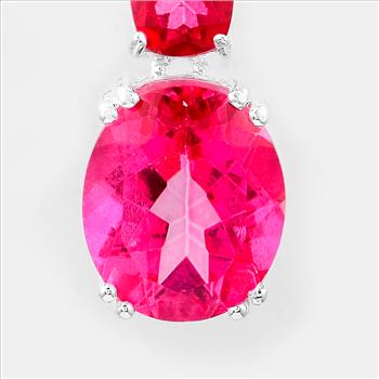 NO RESERVE 6.67 Ct Oval Pink Topaz, Cubic Zirconia 925 Sterling Silver Pendant