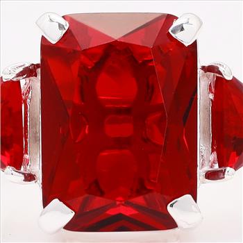 NO RESERVE 6.76 Ct Octagon Created Garnet 925 Sterling Silver Ring