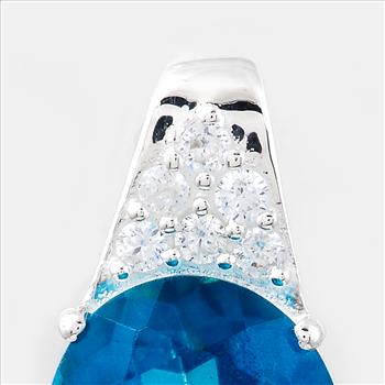 NO RESERVE 6.81 Ct Oval Pariba Topaz, Cubic Zirconia, 925 Sterling Silver Pendant