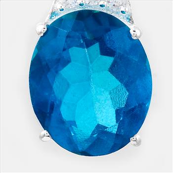 NO RESERVE 6.81 Ct Oval Pariba Topaz, Cubic Zirconia, 925 Sterling Silver Pendant