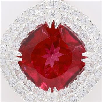 NO RESERVE 6.84 Ct Cushion Pink Topaz, Cubic Zirconia 925 Sterling Silver Pendant