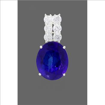 NO RESERVE 6.86 Ct Oval Tz Color Topaz, Cubic Zirconia 925 Sterling Silver Pendant