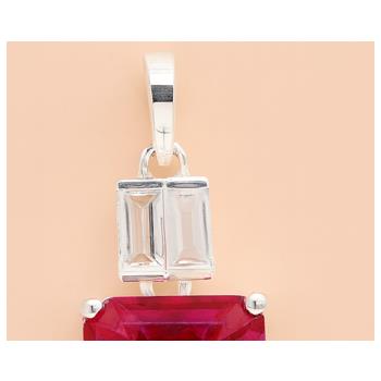 NO RESERVE 6.99 Ct Octagon Pink Topaz, White Topaz 925 Sterling Silver Pendant