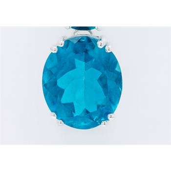 NO RESERVE 7.05 Ct Oval Paraiba Topaz, Cubic Zirconia 925 Sterling Silver Pendant