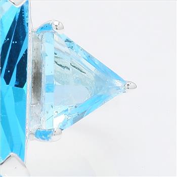 NO RESERVE 7.08 Ct Octagon Created Blue Topaz 925 Sterling Silver Ring