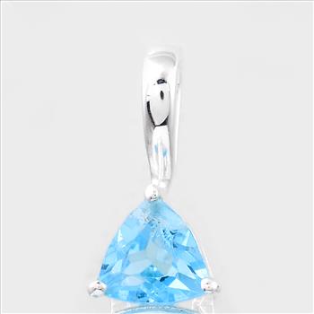 NO RESERVE 7.18 Ct Round Blue Topaz, Swiss Blue Topaz, Cubic Zirconia 925 Sterling Silver Pendant