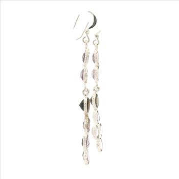 NO RESERVE 7.18 Ct Smoky Quartz, Amethyst 925 Sterling Silver Earrings