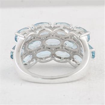 NO RESERVE 7.30 Ct Oval Blue Topaz 925 Sterling Silver Ring