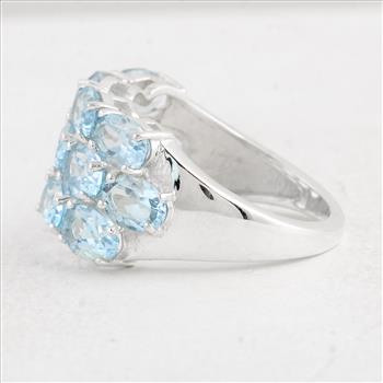 NO RESERVE 7.30 Ct Oval Blue Topaz 925 Sterling Silver Ring