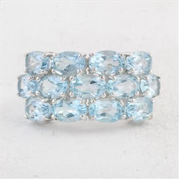 NO RESERVE 7.30 Ct Oval Blue Topaz 925 Sterling Silver Ring