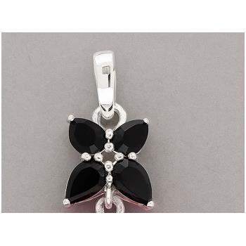 NO RESERVE 7.33 Ct Octagon Pink Topaz, Black Spinel 925 Sterling Silver Pendant