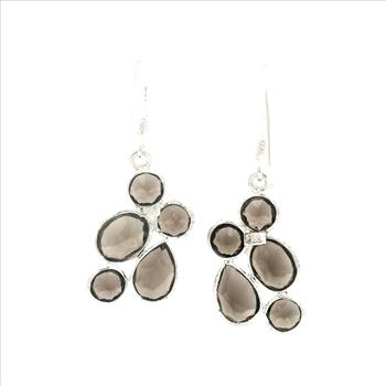 NO RESERVE 7.33 Ct Smoky Quartz 925 Sterling Silver Earrings