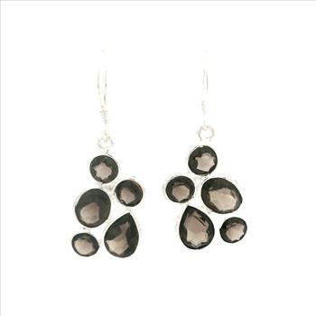 NO RESERVE 7.33 Ct Smoky Quartz 925 Sterling Silver Earrings