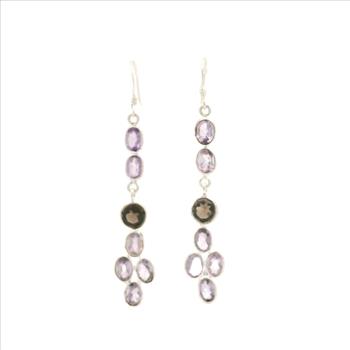 NO RESERVE 7.33 Ct Smoky Quartz, Amethyst 925 Sterling Silver Earrings