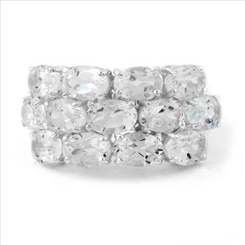 NO RESERVE 7.45 Ct Oval White Topaz, 925 Sterling Silver Ring
