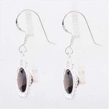 NO RESERVE 7.45 Ct Smoky Quartz 925 Sterling Silver Earrings
