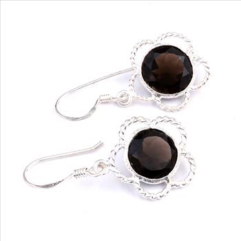 NO RESERVE 7.45 Ct Smoky Quartz 925 Sterling Silver Earrings