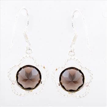 NO RESERVE 7.45 Ct Smoky Quartz 925 Sterling Silver Earrings