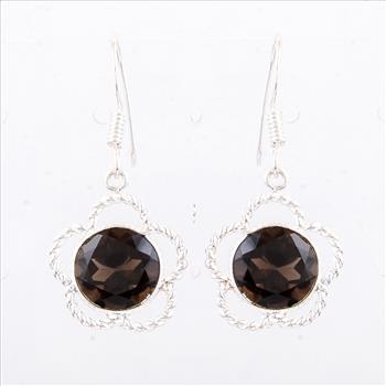 NO RESERVE 7.45 Ct Smoky Quartz 925 Sterling Silver Earrings