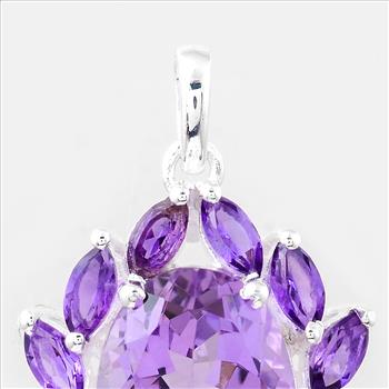 NO RESERVE 7.49 Ct Oval Amethyst, 925 Sterling Silver Pendant
