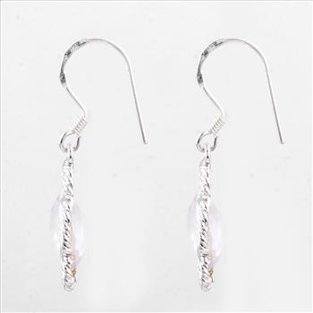 NO RESERVE 7.75 Ct Rose Quartz 925 Sterling Silver Earrings