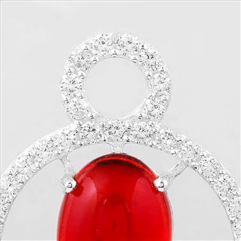 NO RESERVE 7.76 Ct Oval Cr Ruby, Cubic Zirconia, 925 Sterling Silver Pendant