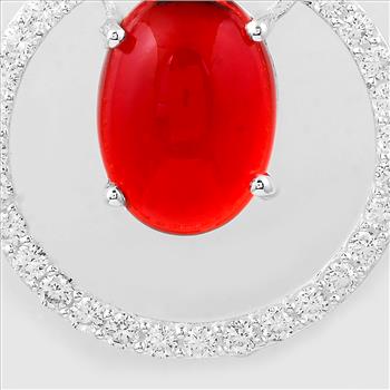 NO RESERVE 7.76 Ct Oval Cr Ruby, Cubic Zirconia, 925 Sterling Silver Pendant