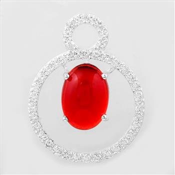 NO RESERVE 7.76 Ct Oval Cr Ruby, Cubic Zirconia, 925 Sterling Silver Pendant