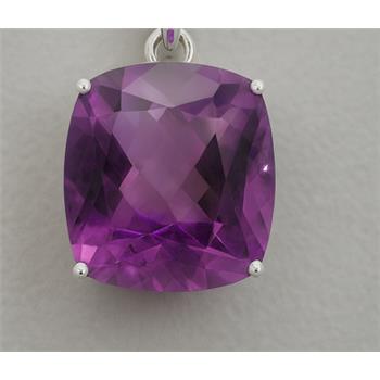 NO RESERVE 7.99 Ct Cushion Amethyst, Cubic Zirconia 925 Sterling Silver Pendant