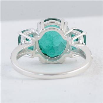 NO RESERVE 8.01 Ct Oval Green Topaz 925 Sterling Silver Ring